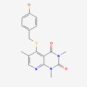 molecular formula C17H16BrN3O2S B2429511 5-((4-bromobenzyl)thio)-1,3,6-trimethylpyrido[2,3-d]pyrimidine-2,4(1H,3H)-dione CAS No. 899940-44-4