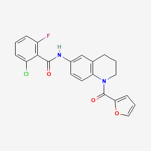 molecular formula C21H16ClFN2O3 B2429513 2-氯-6-氟-N-[1-(2-呋喃酰基)-1,2,3,4-四氢喹啉-6-基]苯甲酰胺 CAS No. 946245-55-2