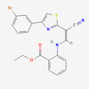 molecular formula C21H16BrN3O2S B2429514 (Z)-乙基 2-((2-(4-(3-溴苯基)噻唑-2-基)-2-氰基乙烯基)氨基)苯甲酸酯 CAS No. 477296-45-0