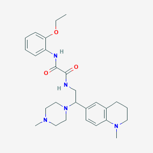 molecular formula C27H37N5O3 B2429526 N1-(2-ethoxyphenyl)-N2-(2-(1-methyl-1,2,3,4-tetrahydroquinolin-6-yl)-2-(4-methylpiperazin-1-yl)ethyl)oxalamide CAS No. 922091-80-3