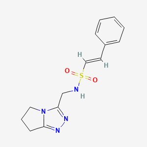 molecular formula C14H16N4O2S B2429536 (E)-N-(6,7-dihydro-5H-pyrrolo[2,1-c][1,2,4]triazol-3-ylmethyl)-2-phenylethenesulfonamide CAS No. 1211957-10-6