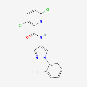 molecular formula C15H9Cl2FN4O B2429541 3,6-Dichloro-N-[1-(2-fluorophenyl)pyrazol-4-YL]pyridine-2-carboxamide CAS No. 1825644-89-0