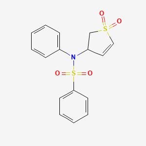 molecular formula C16H15NO4S2 B2429542 N-(1,1-dioxido-2,3-dihydrothiophen-3-yl)-N-phenylbenzenesulfonamide CAS No. 327067-13-0