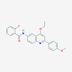 molecular formula C25H21FN2O3 B2429549 1-(2-氟苯基)-N-[1-(4-氟苯基)乙基]-5-吡啶-3-基-1H-1,2,3-三唑-4-羧酰胺 CAS No. 1358422-43-1