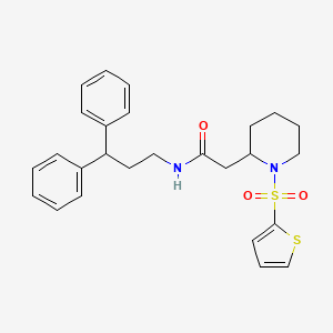 molecular formula C26H30N2O3S2 B2429571 N-(3,3-diphenylpropyl)-2-(1-(thiophen-2-ylsulfonyl)piperidin-2-yl)acetamide CAS No. 1105236-02-9