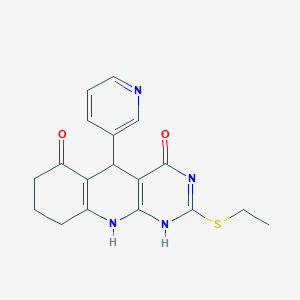 molecular formula C18H18N4O2S B242960 2-ethylsulfanyl-5-pyridin-3-yl-1,5,7,8,9,10-hexahydropyrimido[4,5-b]quinoline-4,6-dione 