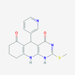 molecular formula C17H16N4O2S B242961 2-methylsulfanyl-5-pyridin-3-yl-1,5,7,8,9,10-hexahydropyrimido[4,5-b]quinoline-4,6-dione 