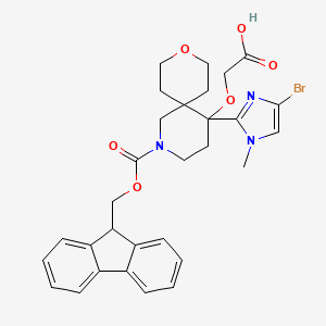 molecular formula C30H32BrN3O6 B2429634 2-[[5-(4-Bromo-1-methylimidazol-2-yl)-2-(9H-fluoren-9-ylmethoxycarbonyl)-9-oxa-2-azaspiro[5.5]undecan-5-yl]oxy]acetic acid CAS No. 2253631-01-3