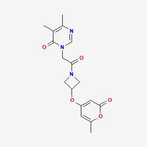 5,6-dimethyl-3-(2-(3-((6-methyl-2-oxo-2H-pyran-4-yl)oxy)azetidin-1-yl)-2-oxoethyl)pyrimidin-4(3H)-one
