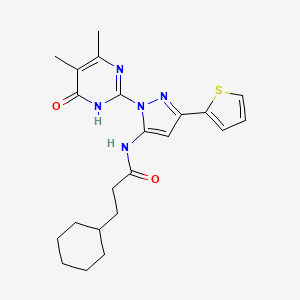 3-Cyclohexyl-N-(1-(4,5-dimethyl-6-oxo-1,6-dihydropyrimidin-2-yl)-3-(thiophen-2-yl)-1H-pyrazol-5-yl)propanamide