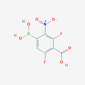 molecular formula C7H4BF2NO6 B2429693 4-羧基-3,5-二氟-2-硝基苯硼酸 CAS No. 2377611-44-2