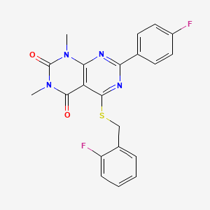 5-((2-fluorobenzyl)thio)-7-(4-fluorophenyl)-1,3-dimethylpyrimido[4,5-d]pyrimidine-2,4(1H,3H)-dione
