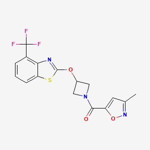 molecular formula C16H12F3N3O3S B2429709 (3-甲基异恶唑-5-基)(3-((4-(三氟甲基)苯并[d]噻唑-2-基)氧基)氮杂环丁-1-基)甲酮 CAS No. 1421510-17-9