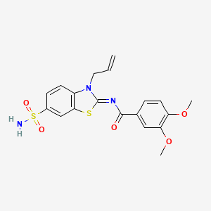 molecular formula C19H19N3O5S2 B2429713 (Z)-N-(3-allyl-6-sulfamoylbenzo[d]thiazol-2(3H)-ylidene)-3,4-dimethoxybenzamide CAS No. 865176-16-5