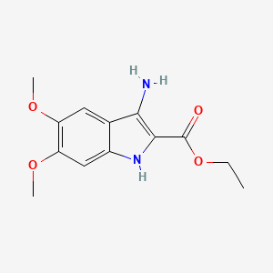 molecular formula C13H16N2O4 B2429715 ethyl 3-amino-5,6-dimethoxy-1H-indole-2-carboxylate CAS No. 121218-40-4