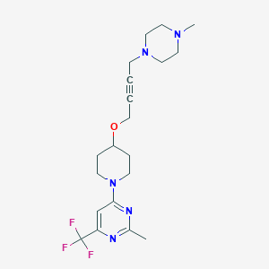 molecular formula C20H28F3N5O B2429719 2-Methyl-4-[4-[4-(4-methylpiperazin-1-yl)but-2-ynoxy]piperidin-1-yl]-6-(trifluoromethyl)pyrimidine CAS No. 2415600-80-3