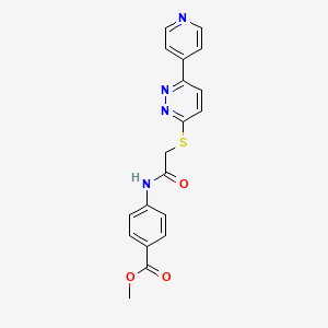 molecular formula C19H16N4O3S B2429723 Methyl 4-[[2-(6-pyridin-4-ylpyridazin-3-yl)sulfanylacetyl]amino]benzoate CAS No. 872702-14-2