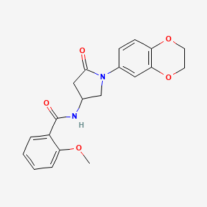 molecular formula C20H20N2O5 B2429727 N-[1-(2,3-二氢-1,4-苯并二噁英-6-基)-5-氧代吡咯烷-3-基]-2-甲氧基苯甲酰胺 CAS No. 896304-37-3