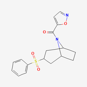molecular formula C17H18N2O4S B2429729 isoxazol-5-yl((1R,5S)-3-(phenylsulfonyl)-8-azabicyclo[3.2.1]octan-8-yl)methanone CAS No. 1797874-00-0