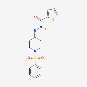 molecular formula C16H17N3O3S2 B2429730 N'-[1-(苯磺酰基)-4-哌啶亚甲基]-2-噻吩甲酰肼 CAS No. 478248-24-7
