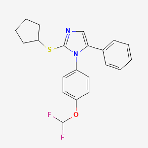 molecular formula C21H20F2N2OS B2429733 2-(cyclopentylthio)-1-(4-(difluoromethoxy)phenyl)-5-phenyl-1H-imidazole CAS No. 1226453-09-3