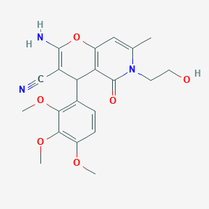 2-amino-6-(2-hydroxyethyl)-7-methyl-5-oxo-4-(2,3,4-trimethoxyphenyl)-5,6-dihydro-4H-pyrano[3,2-c]pyridine-3-carbonitrile