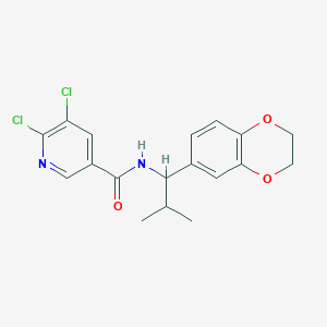 molecular formula C18H18Cl2N2O3 B2429762 5,6-dichloro-N-[1-(2,3-dihydro-1,4-benzodioxin-6-yl)-2-methylpropyl]pyridine-3-carboxamide CAS No. 930733-76-9