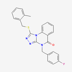 molecular formula C24H19FN4OS B2429763 4-(4-fluorobenzyl)-1-[(2-methylbenzyl)thio][1,2,4]triazolo[4,3-a]quinazolin-5(4H)-one CAS No. 1114832-02-8