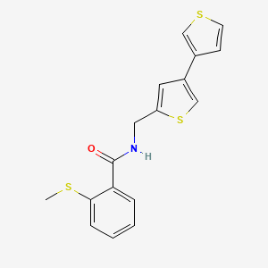 2-Methylsulfanyl-N-[(4-thiophen-3-ylthiophen-2-yl)methyl]benzamide