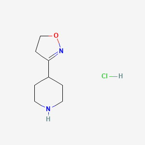 molecular formula C8H15ClN2O B2429772 3-Piperidin-4-yl-4,5-dihydro-1,2-oxazole;hydrochloride CAS No. 2648998-91-6
