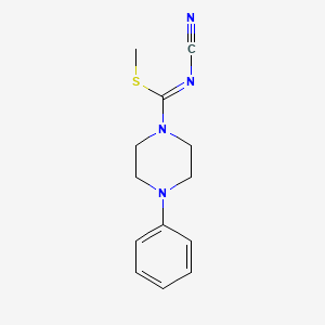 molecular formula C13H16N4S B2429780 methyl N-cyano-4-phenyltetrahydro-1(2H)-pyrazinecarbimidothioate CAS No. 86123-51-5