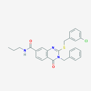 3-benzyl-2-((3-chlorobenzyl)thio)-4-oxo-N-propyl-3,4-dihydroquinazoline-7-carboxamide