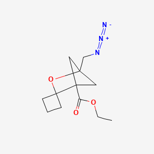 molecular formula C12H17N3O3 B2429786 1-(アジドメチル)スピロ[2-オキサビシクロ[2.1.1]ヘキサン-3,1'-シクロブタン]-4-カルボン酸エチル CAS No. 2490400-61-6