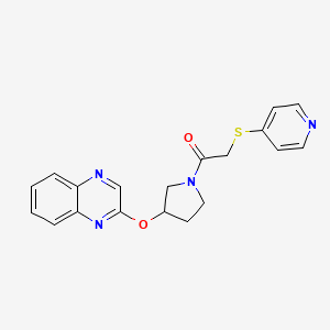 molecular formula C19H18N4O2S B2429796 2-(Pyridin-4-ylsulfanyl)-1-[3-(quinoxalin-2-yloxy)pyrrolidin-1-yl]ethan-1-one CAS No. 2097930-53-3