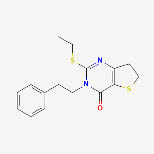molecular formula C16H18N2OS2 B2429804 2-(ethylthio)-3-phenethyl-6,7-dihydrothieno[3,2-d]pyrimidin-4(3H)-one CAS No. 877619-08-4