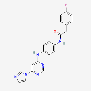 molecular formula C21H17FN6O B2429805 N-(4-((6-(1H-imidazol-1-yl)pyrimidin-4-yl)amino)phenyl)-2-(4-fluorophenyl)acetamide CAS No. 1203316-24-8