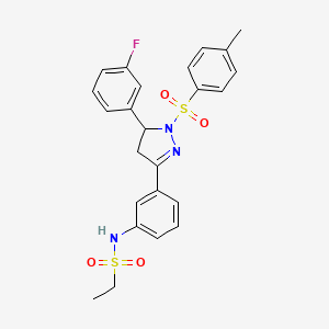 molecular formula C24H24FN3O4S2 B2429814 N-(3-(5-(3-fluorophenyl)-1-tosyl-4,5-dihydro-1H-pyrazol-3-yl)phenyl)ethanesulfonamide CAS No. 851783-07-8