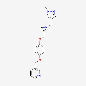molecular formula C20H22N4O2 B2429819 3-[[4-[[1-[(1-Methylpyrazol-4-yl)methyl]aziridin-2-yl]methoxy]phenoxy]methyl]pyridine CAS No. 2418682-52-5