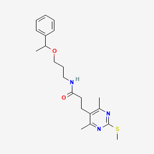 3-[4,6-dimethyl-2-(methylsulfanyl)pyrimidin-5-yl]-N-[3-(1-phenylethoxy)propyl]propanamide