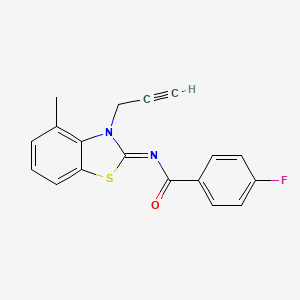4-fluoro-N-(4-methyl-3-prop-2-ynyl-1,3-benzothiazol-2-ylidene)benzamide