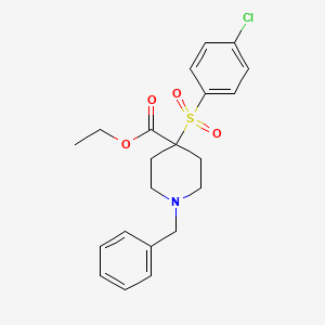 molecular formula C21H24ClNO4S B2429832 Ethyl 1-benzyl-4-[(4-chlorophenyl)sulfonyl]-4-piperidinecarboxylate CAS No. 866150-03-0