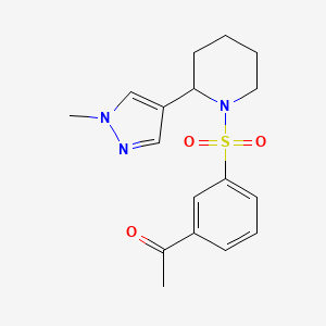 molecular formula C17H21N3O3S B2429844 1-(3-{[2-(1-methyl-1H-pyrazol-4-yl)piperidin-1-yl]sulfonyl}phenyl)ethan-1-one CAS No. 2097922-89-7