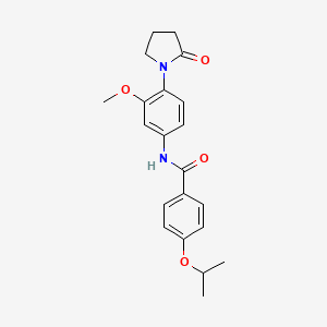 molecular formula C21H24N2O4 B2429853 4-isopropoxy-N-(3-methoxy-4-(2-oxopyrrolidin-1-yl)phenyl)benzamide CAS No. 922949-84-6