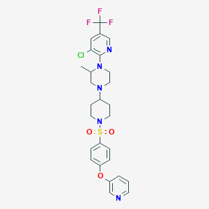 1-[3-Chloro-5-(trifluoromethyl)pyridin-2-yl]-2-methyl-4-{1-[4-(pyridin-3-yloxy)benzenesulfonyl]piperidin-4-yl}piperazine