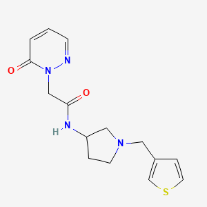 molecular formula C15H18N4O2S B2429859 2-(6-氧代-1,6-二氢哒嗪-1-基)-N-{1-[(噻吩-3-基)甲基]吡咯烷-3-基}乙酰胺 CAS No. 2097898-86-5