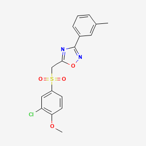 5-(((3-Chloro-4-methoxyphenyl)sulfonyl)methyl)-3-(m-tolyl)-1,2,4-oxadiazole