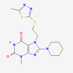 3-Methyl-7-[2-(5-methyl-[1,3,4]thiadiazol-2-ylsulfanyl)-ethyl]-8-piperidin-1-yl-3,7-dihydro-purine-2,6-dione