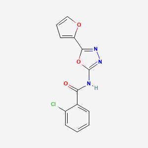 molecular formula C13H8ClN3O3 B2429884 2-氯-N-(5-(呋喃-2-基)-1,3,4-噁二唑-2-基)苯甲酰胺 CAS No. 887885-19-0