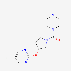 molecular formula C14H20ClN5O2 B2429901 (3-((5-Chloropyrimidin-2-yl)oxy)pyrrolidin-1-yl)(4-methylpiperazin-1-yl)methanone CAS No. 2034575-86-3