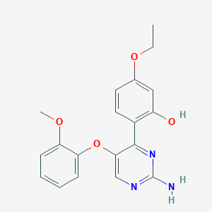 molecular formula C19H19N3O4 B2429903 2-(2-Amino-5-(2-methoxyphenoxy)pyrimidin-4-yl)-5-ethoxyphenol CAS No. 850189-12-7